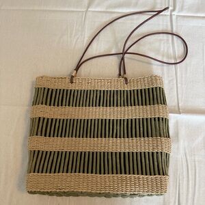 Inge sport Stylish Tan and Green Women's Tote Bag